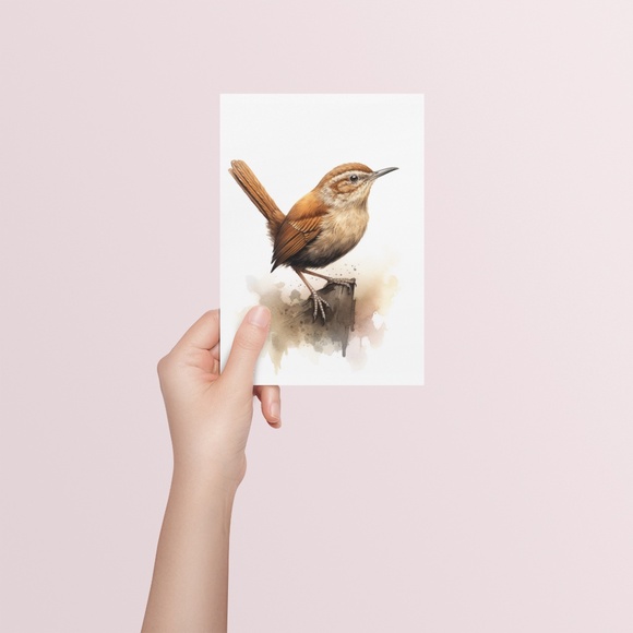 Watercolor Wren Bird Portrait Wall Art Illustration Print Poster Unframed - Picture 6 of 9